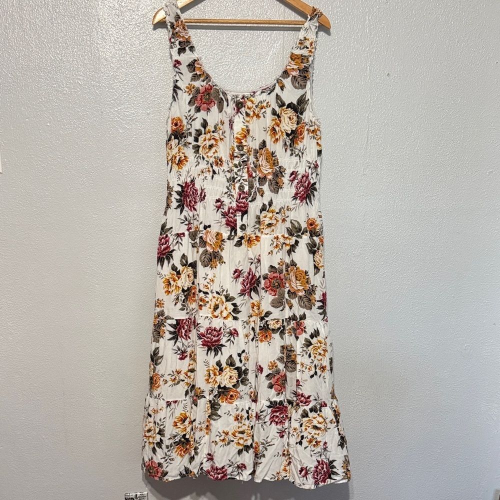 Lapis Floral Flowy Spring Summer Modest Smocked Tiered Ruffled Neckline Dress 3x